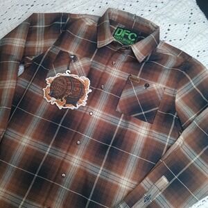 NWT‎ The Barrel Dixxon Flannel Shirt Youth XL DFC Snap Button Long Sleeve Brown